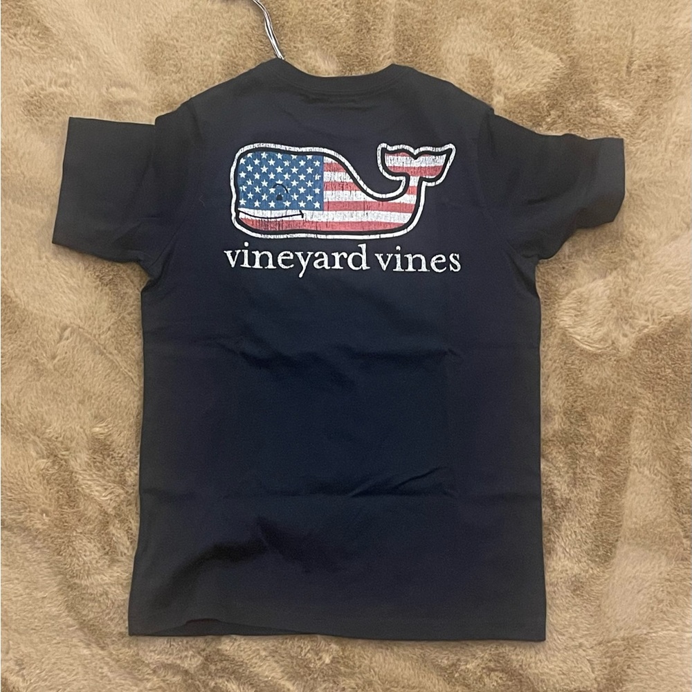VINEYARD VINES BOY WHALE AMERICAN FLAG TEE SHIRT BLUE WHITE 3T 4T 5 6 7 S M L XL